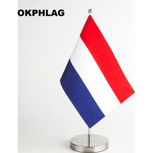 Netherlands desk Flag with Stand 14*21CM table Banners Customize for Office House Party KS-0076