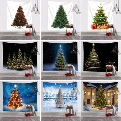 Christmas New Year Pattern Tapestry Wall Hanging Cloth Christmas Tree Towel Polyester Thin Blanket Travel Mat Sleeping Pad