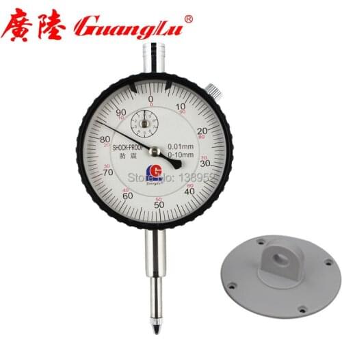 Guanglu brand 0-10mm 0.01mm Dial Indicator Shock Proof Dial Test Gauge with Lug Back Precision Micrometer Measuring Tools