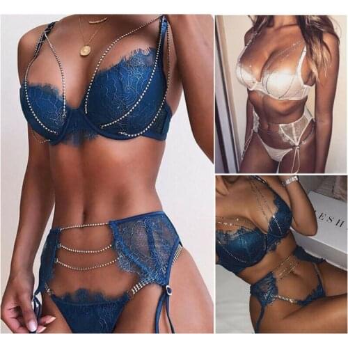 Hot Women Sexy Lace Open Bra Sleepwear Underwear Set Lingerie Babydoll Pajamas Sexy Breathable Hollow Solid Underwear Exotic Set