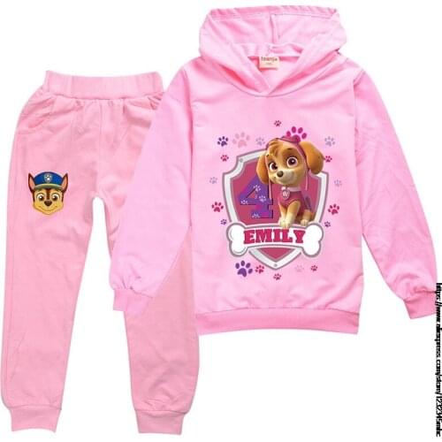 PAW PATROL Spring Baby Girls Suit Childrens Cute Cartoon Clothing Sets T-shirt +Trousers Childrens Fashion leisure Clothing