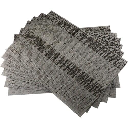 Kitchen Dinning Bamboo Black Table Placemats for Table Mat Manteles Individuales Doilies Cup Mats Coaster Pad Set of 6 PVC