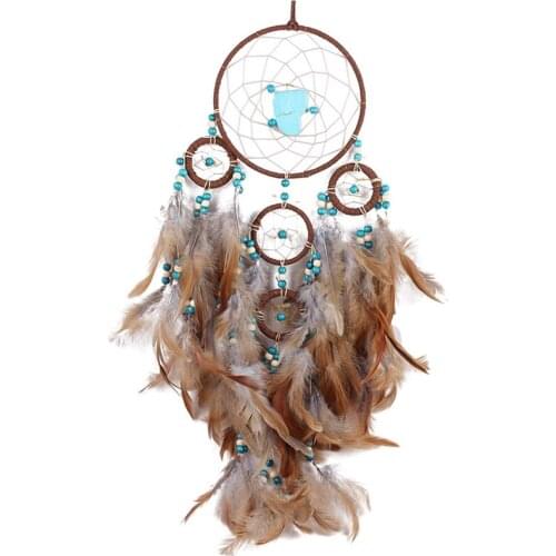 Dream Catcher Five Ring Feather Pendant Bohemian Style Hanging Dream Catcher Childrens Outdoor Room Wall Mount