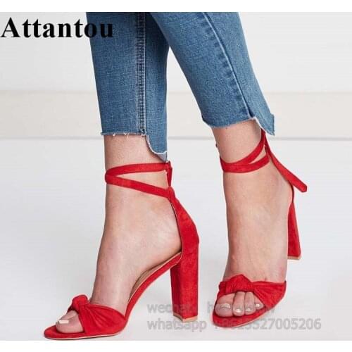 Fashion Lace Up Suede Leather Butterfly Knot Band Designer Ankle Wrap High Heel Sandals