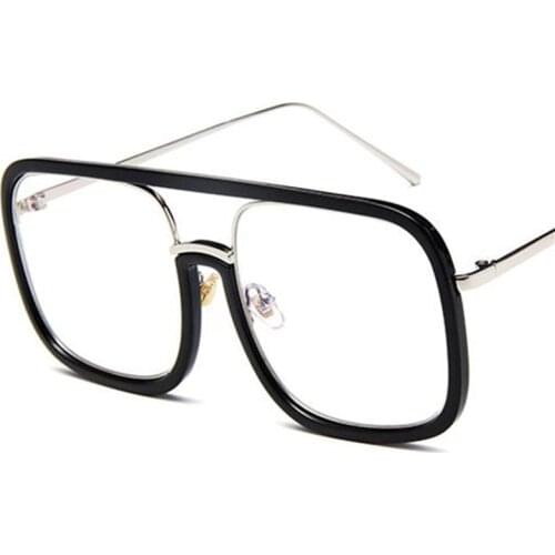 Fashion Glasses Women & Men Retro Optical Eyewear Oversize Frame Eyeglasses Unisex Anti-UV Spectacles Double Beam Eyewear