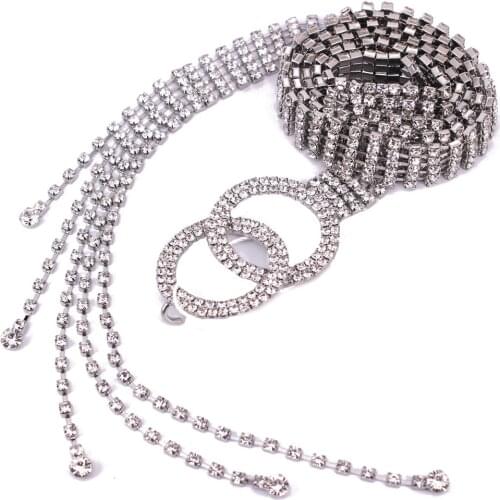 2020 Fashion Womens Bridal Belt Luxury Rhinestone Wide Belt Silver Bling crystal Waist Belt For Wedding Evening Party Dress