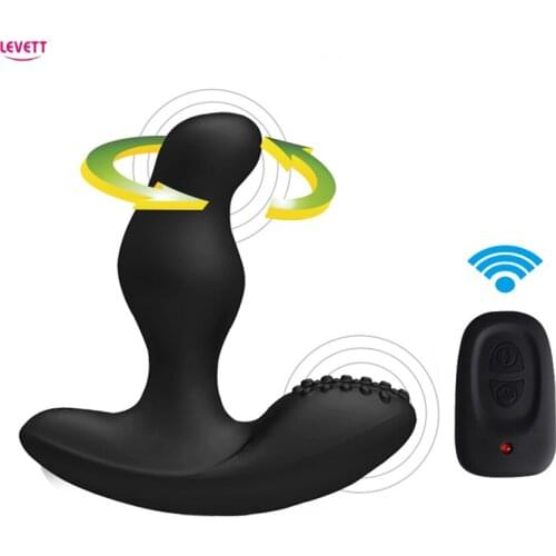 LEVETT Male Powerful Waterproof Butt Plugs G-Spot Head Rotation Anal Plug Prostate Sex Toys Vibrator for Adult Men Anal Sex Toy