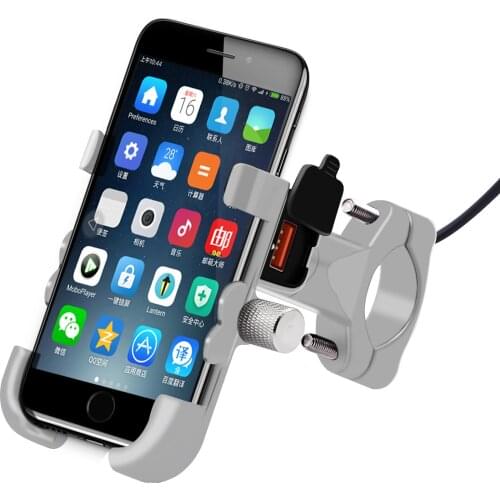 ARVIN Motorcycle Universal Aluminum Phone Holder With USB Charger Moto Handlebar Bracket Stand for 4-6.2 inch Mobile Phone Mount