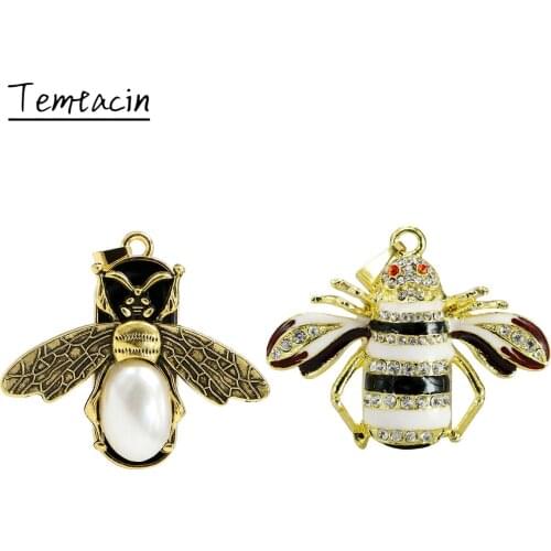 Cartoon Crystal Bee Pendrive Dragonfly USB Flash Drive 8GB 16GB 32GB 64GB 128GB Necklace Pen Drive 256GB CLE Memoria USB Stick