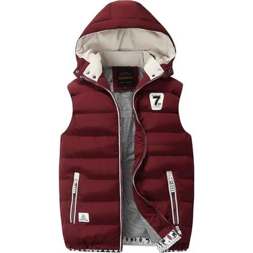Mens Sleeveless Jacket Plus Size 5XL Warm Mens Vest Overcoats Hat Detachable New Mens Vest Winter Down Vest Casual Waistcoat