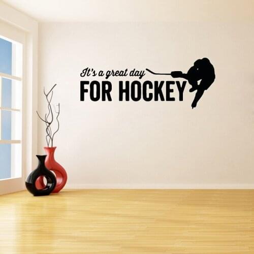 Hockey Player Quotes Wall Stickers for Nursery Kids Children Boys Bedroom Playroom Vinyl Decals Living Room Art Decor K164
