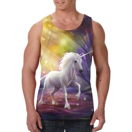 2021 new mens tank tops shirt gym fitness vest sleeveless Unicorn male casual bodybuilding sports man Workout clothes