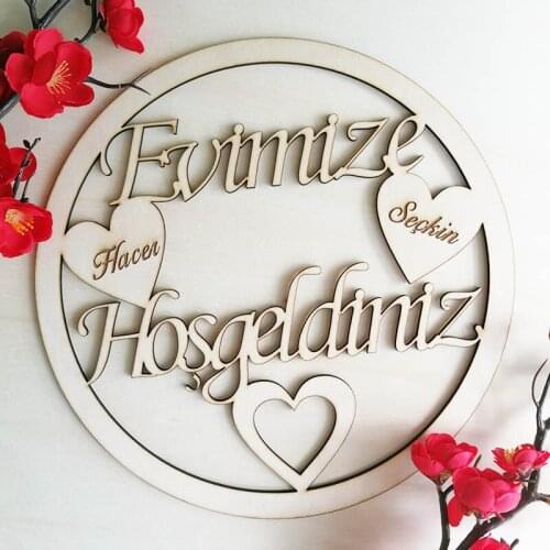 Personalized Bride and Groom Wedding Name Sign Circle shap Heart Photo Props Wooden Wedding Decoration Centerpieces Wreath Signs