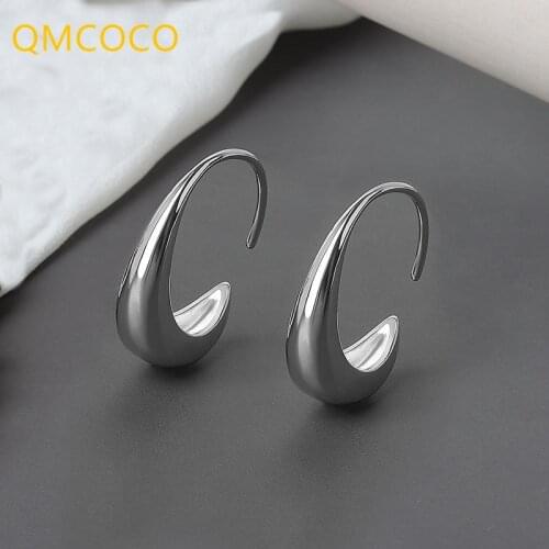 QMCOCO 925 Silver Earrings Charm Women Trendy Jewelry Vintage Simple Retro Party Accessories Gifts Oval Earring