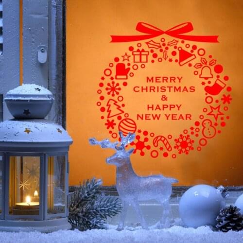 Christmas Stickers Home Room Wall Decals Party Merry Christmas Happy Year Window Stickers Shop New Year Christmas Decorations