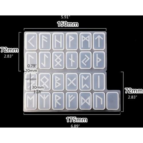 Rune Stones Wicca Crystals Mold with Engraved Elder Futhark Alphabet Viking Rune Hand Resin Casting Mold Kit Witchcraft