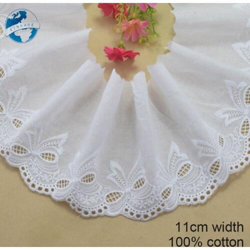 11cm width 100% Cotton embroidery lace french lace ribbon fabric guipure diy trims warp knitting sewing Accessories#3309