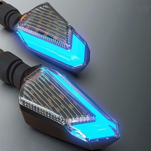 Blue+Yellow Light Dual ATV 2pcs Pair Motorcycle 2in1 LED Signal Daytime