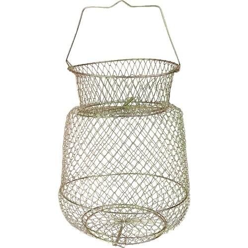 Collapsible Steel Wire Fishing Basket Gold Color - Diameter 38cm/35cm/30cm/25cm