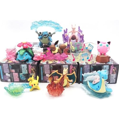 TOMY 8PCS/SETS Pokemon Monsters Pikachu Articuno Eevee Elf Doll Scenes Toys Action Figure Children Gifts