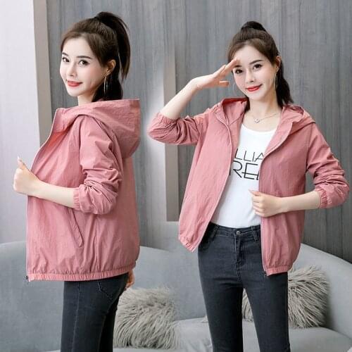 Spring Jackets Women 2021 New Basic Zipper Hooded Jacket Causal Windbreaker Female Lightweight Woman Short Outerwear Plus Size