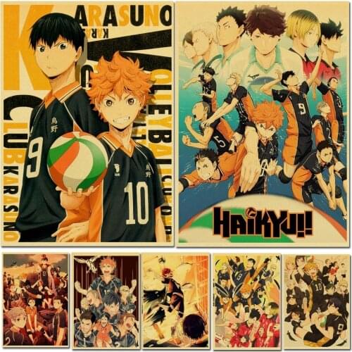 Vintage Japanese Anime Haikyuu!! Retro Poster Kraft Paper High Quality Home Room Art Print Wall Stickers