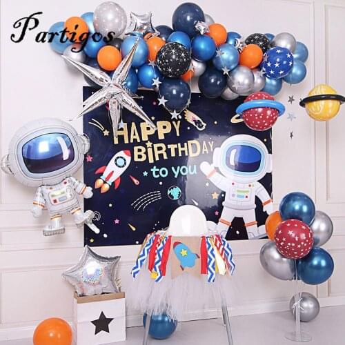 New Space Travelling Globos Happy Birthday party decor outer space astronaut foil balloons ET Planet explore partner kids boy