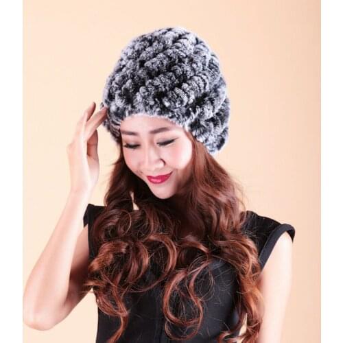 Women Fur Hat For Winter Natural Rex Rabbit Cap Russian Female Fur Headgear Warm Beanies Caps Genuine Rex Rabbit Fur Cap Hat