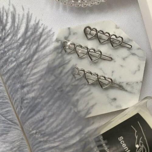 Korean Ins Style Hollow Love Heart Hairpin Barrettes Sweet Hair Clips for Woman Girl Fashion Hair Accessories