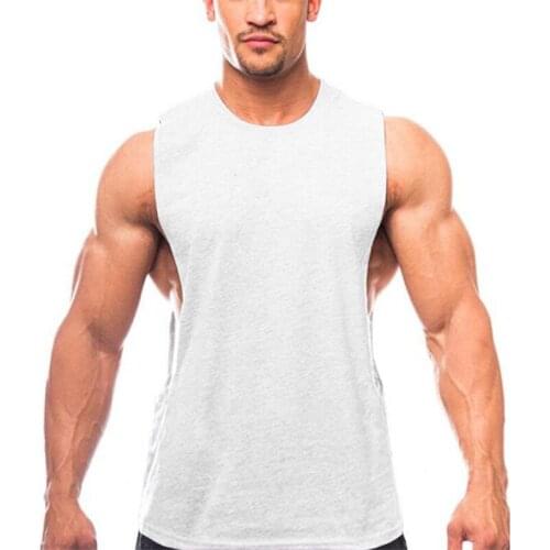 Running Vest Men Sport Tank Top Open Side Sleeveless T Shirt Gym Workout Outdoor Cotton Rashgard Training Vest Fitness Top