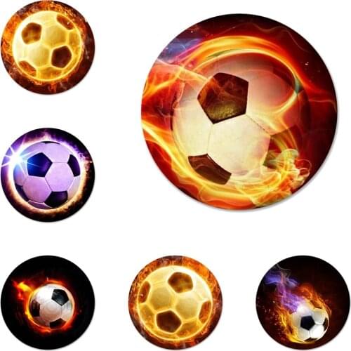 58mm Fire Football Icons Pins Badge Decoration Brooches Metal Badges For Clothes Backpack Decoration