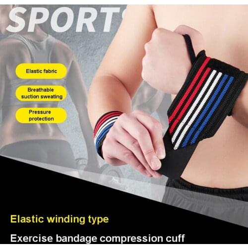 1pcs Long Sport Wrist Support Nylon Elastic Adjustable Weight Lifting Fitness Wristband Gym Strap Protection Sportswear With Thu