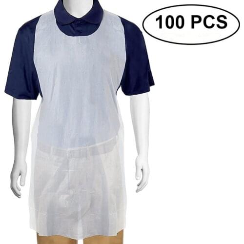 100pcs/set White Disposable Cleaning Apron Transparent Easy Use Kitchen Aprons For Women Men Kitchen Cooking Apron