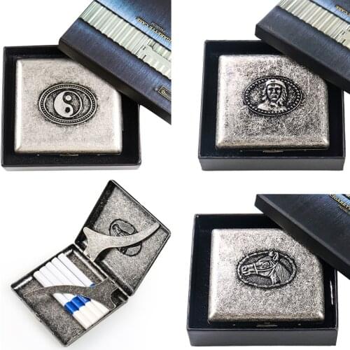 20 Sticks Cigarette Tobacoo Case Box Holder Metal Retro Cigarette Case Pocket Storage Container Gifts Box Smoking Accessories