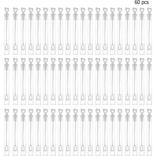 60pcs Love Heart Empty Wedding Soap Bubble Bottles Toys Wand Tube Bubble Maker