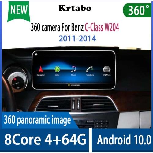Krtabo Android 10.0 4+64G car multimedia system car dvd player 360 camera for Benz C-Class W204 2011-2014 navigation radio