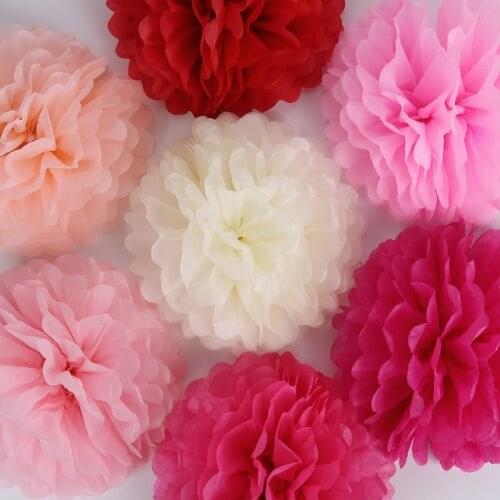 5pcs 10cm 20cm 30cm Paper Pom Poms Flower Balls For Wedding Decoration Birthday Party Supplies Paper Pompoms Home Decor