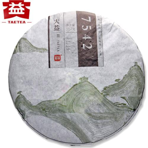 2014 TAETEA 7542 Sheng Puer Chinese Tea Dayi 1401 Batch Raw Puer Chinese Tea Menghai Tea Cake 357g
