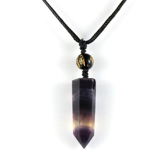 Bullet Hexagonal Statement Fluorite Pendant Necklace Quality Natural Gem Stone Crystal Pendants Pendulum Reiki Chakra Jewelry