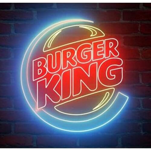 Decorative Light Burger King Neon Light Sign Food Restaurant Beer Bar Store Display Shop Wall light Enseigne Lumineuse Handmade
