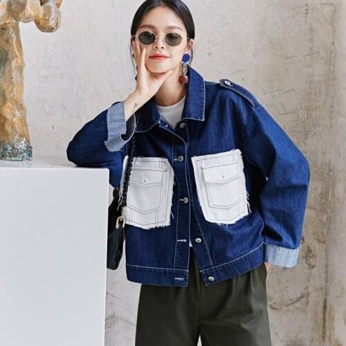 Loose Jean Jackets Women Casual Retro Coats Blue Turn-Down Collar Denim Jacket Jeans Coats Oversize Female Outwear Casaco AA5170
