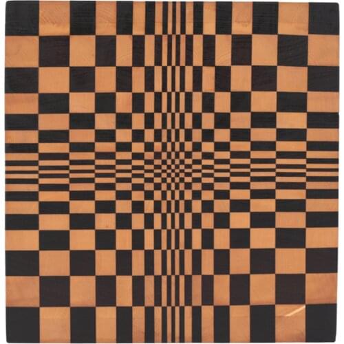 Eflatun Wood End Grain Kesme Tahtası 3 Boyutlu Simetrik Merkezden Kenara Pötikareli Desen