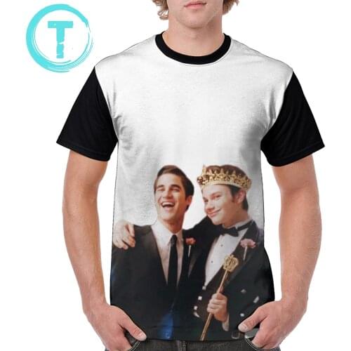 Glee T Shirt Prom Klaine T-Shirt Short Sleeves Basic Graphic Tee Shirt Male Print Awesome 100 Polyester Plus size Tshirt