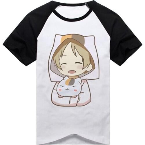 Hot Anime Natsume Yujin-cho Cosplay Casual Polyester Short Sleeve Round Neck Cute Personality T-Shirt Size S-2XL