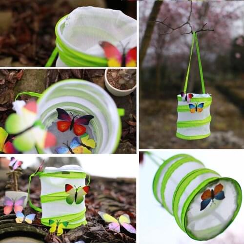 Feeding Butterfly Larvae Cage Net Foldedable Insect Bee Hexapod Box Basket Garden Portable Hanging Habitat Housing Net Cloth