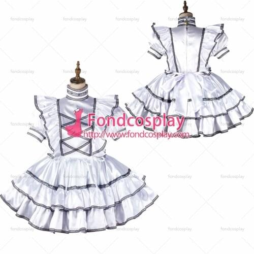 Sissy maid satin dress lockable Uniform cosplay costume Tailor-made[G2175]