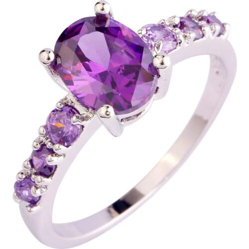 Fashion Purple Cubic Zirconia Rings Wedding Bands Jewelry for Women