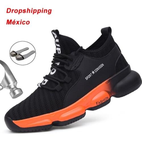 New air cushion Mens Safety Shoes Breathable Work Sneakers Anti-smashing Construction mesh Working Shoes Men