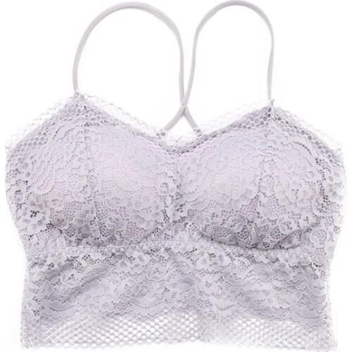 Solid Color Lace Bra 2020 New Sexy Push Up Bralette Cross Shoulder Strap Bras Sling Tank Top Womens Intimates