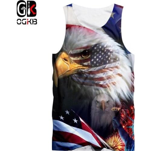 OGKB Summer Cool 3D Tanks Women/men Print American Flage Eagle Tank Top Unisex Hiphop Punk Gothic Sleeveless Shirt Vest Singlets
